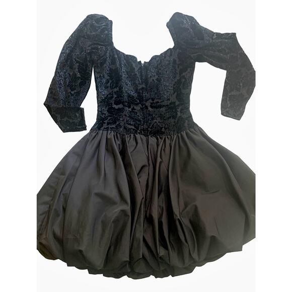 Cattiva by‎ Maya Jornot Black Bubble Hem Long Sleeve Sweetheart Neck Dress Women - Picture 10 of 11